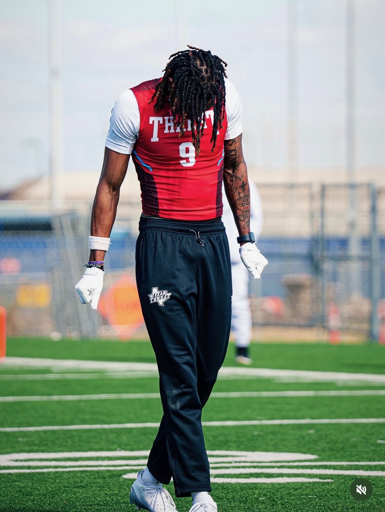 John Meredith III in his Texas Threat 7-on-7 jersey, reclassifying to the 2026 class